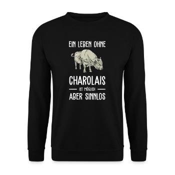 Charolais Rind I Frankreich Rinderzucht für - Unisex Pullover - Schwarz - Vorne - Alina (178cm) & Michal (187cm)