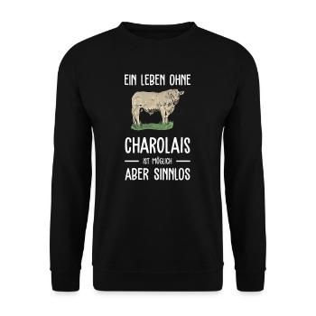 Charolais Rind I Frankreich Rinderzucht für - Unisex Pullover - Schwarz - Vorne - Alina (178cm) & Michal (187cm)