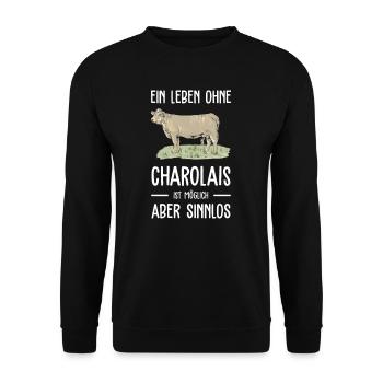 Charolais Rind I Frankreich Rinderzucht für - Unisex Pullover - Schwarz - Vorne - Alina (178cm) & Michal (187cm)