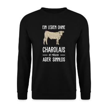Charolais Rind I Frankreich Rinderzucht für - Unisex Pullover - Schwarz - Vorne - Alina (178cm) & Michal (187cm)