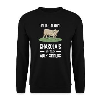 Charolais Rind I Frankreich Rinderzucht für - Unisex Pullover - Schwarz - Vorne - Alina (178cm) & Michal (187cm)