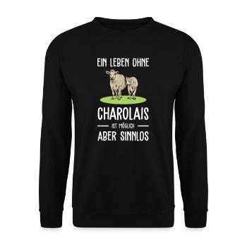 Charolais Rind I Frankreich Rinderzucht für - Unisex Pullover - Schwarz - Vorne - Alina (178cm) & Michal (187cm)