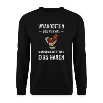 Wyandotten Huhn I Henne Ei Hahn Motiv für - Unisex Pullover - Schwarz - Vorne - Alina (178cm) & Michal (187cm)