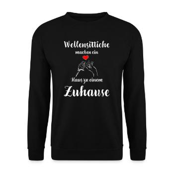 Wellensittich I Sittich Vogel Budgie Motiv für - Unisex Pullover - Schwarz - Vorne - Alina (178cm) & Michal (187cm)