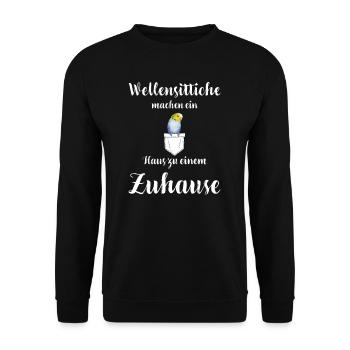 Wellensittich I Sittich Vogel Budgie Motiv für - Unisex Pullover - Schwarz - Vorne - Alina (178cm) & Michal (187cm)