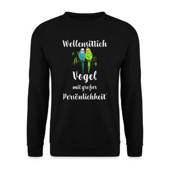 Wellensittich I Sittich Vogel Budgie Motiv für - Unisex Pullover - Schwarz - Vorne - Alina (178cm) & Michal (187cm)