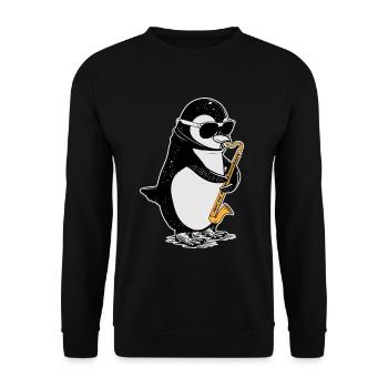 Bassklarinette Pinguin Big Band Kinder Orchester - Unisex Pullover - Schwarz - Vorne - Alina (178cm) & Michal (187cm)