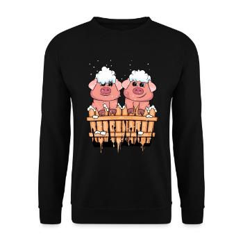 Christmas Pigs Gift Child Winter Pig - Unisex Sweatshirt - black - Front - Alina (178cm) & Michal (187cm)