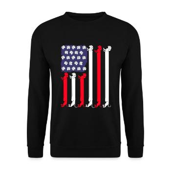 Dackel Hund Geschenk 4th Of July Dachshund - Unisex Pullover - Schwarz - Vorne - Alina (178cm) & Michal (187cm)