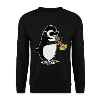 Pinguin Trompete Geschenk Kinder Big Band Musik - Unisex Pullover - Schwarz - Vorne - Alina (178cm) & Michal (187cm)