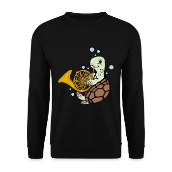 French Horn Gift Kids Turtle Music - Unisex Sweatshirt - black - Front - Alina (178cm) & Michal (187cm)
