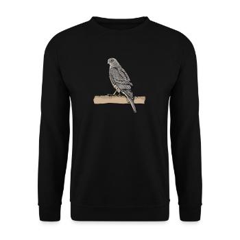Sperber Vogel I Greifvogel Motiv für Ornithologen - Unisex Pullover - Schwarz - Vorne - Alina (178cm) & Michal (187cm)