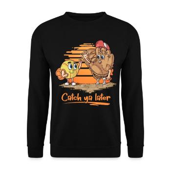 Catch ya Later Cartoon Softball Glove and Ball - Unisex Sweatshirt - black - Front - Alina (178cm) & Michal (187cm)