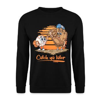 Catch ya Later Cartoon Baseball Glove and Ball - Unisex Sweatshirt - black - Front - Alina (178cm) & Michal (187cm)