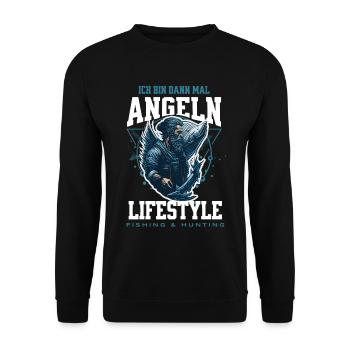 Ich Bin Dann Mal Angeln Fischer Angler - Unisex Pullover - Schwarz - Vorne - Alina (178cm) & Michal (187cm)