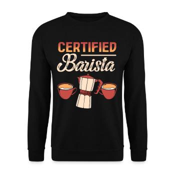 Café Barista certifié - Sweat-shirt Unisexe - noir - Devant - Alina (178cm) & Michal (187cm)