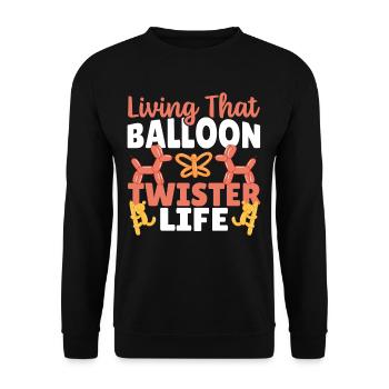 Living That Balloon Twister Life Balloon Artist - Unisex Sweatshirt - black - Front - Alina (178cm) & Michal (187cm)