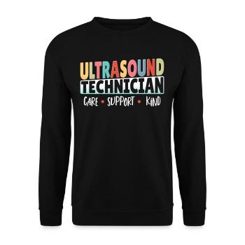 Ultraschalltechniker Pflege Unterstützung Kind - Unisex Pullover - Schwarz - Vorne - Alina (178cm) & Michal (187cm)