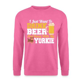 Ich will nur Bier trinken und mit meinem Yorkie - Unisex Pullover - Pink - Vorne