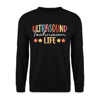 Ultraschalltechniker Leben Ultraschalltechniker - Unisex Pullover - Schwarz - Vorne - Alina (178cm) & Michal (187cm)