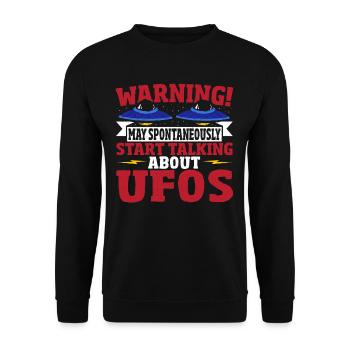 Warning! May Spontaneously Start Talking About - Unisex Sweatshirt - black - Front - Alina (178cm) & Michal (187cm)