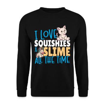 I Love Squishies & Slime All The Time Slime - Unisex Sweatshirt - black - Front - Alina (178cm) & Michal (187cm)