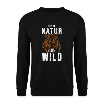 Natur & Wild I Jagd Schwarzwild Keiler Motiv für - Unisex Pullover - Schwarz - Vorne - Alina (178cm) & Michal (187cm)