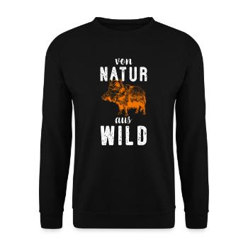 Natur & Wild I Jagd Schwarzwild Keiler Motiv für - Unisex Pullover - Schwarz - Vorne - Alina (178cm) & Michal (187cm)