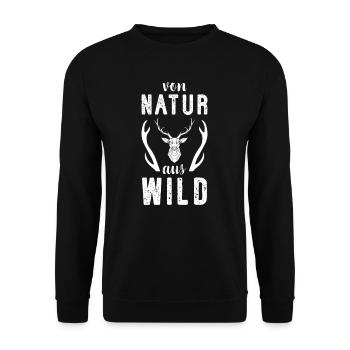 Natur & Wild I Jagd Schwarzwild Keiler Motiv für - Unisex Pullover - Schwarz - Vorne - Alina (178cm) & Michal (187cm)
