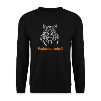 Waidmannsheil I Schwarzwild Jagd Motiv für Jäger - Unisex Pullover - Schwarz - Vorne - Alina (178cm) & Michal (187cm)