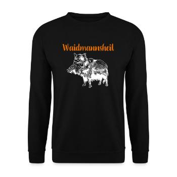 Waidmannsheil I Schwarzwild Jagd Motiv für Jäger - Unisex Pullover - Schwarz - Vorne - Alina (178cm) & Michal (187cm)