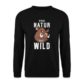 Natur & Wild I Jagd Schwarzwild Keiler Motiv für - Unisex Pullover - Schwarz - Vorne - Alina (178cm) & Michal (187cm)