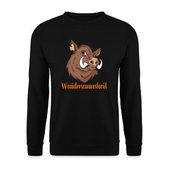 Waidmannsheil I Schwarzwild Jagd Motiv für Jäger - Unisex Pullover - Schwarz - Vorne - Alina (178cm) & Michal (187cm)