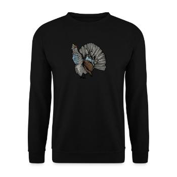 Auerhahn I Hühnervogel Auerhuhn Motiv für Jäger - Unisex Pullover - Schwarz - Vorne - Alina (178cm) & Michal (187cm)