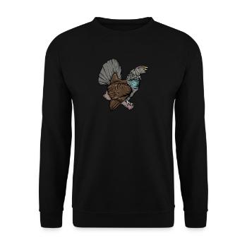 Auerhahn I Hühnervogel Auerhuhn Motiv für Jäger - Unisex Pullover - Schwarz - Vorne - Alina (178cm) & Michal (187cm)