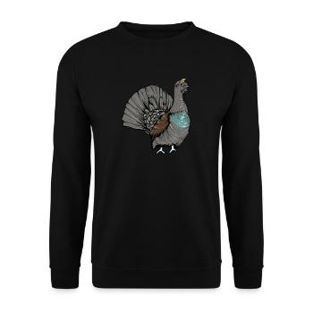 Auerhahn I Hühnervogel Auerhuhn Motiv für Jäger - Unisex Pullover - Schwarz - Vorne - Alina (178cm) & Michal (187cm)
