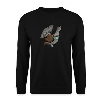 Auerhahn I Hühnervogel Auerhuhn Motiv für Jäger - Unisex Pullover - Schwarz - Vorne - Alina (178cm) & Michal (187cm)
