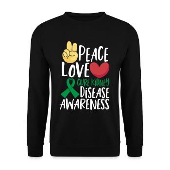 Peace Love Cure Sensibilisation aux maladies rénales Green - Sweat-shirt Unisexe - noir - Devant - Alina (178cm) & Michal (187cm)