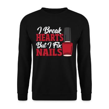 Je brise les cœurs, mais je répare les ongles - Sweat-shirt Unisexe - noir - Devant - Alina (178cm) & Michal (187cm)