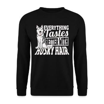 Siberian Husky Everything Tastes Better With - Unisex Sweatshirt - black - Front - Alina (178cm) & Michal (187cm)