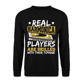 Les vrais harmonicistes sont adeptes de - Sweat-shirt Unisexe - noir - Devant - Alina (178cm) & Michal (187cm)