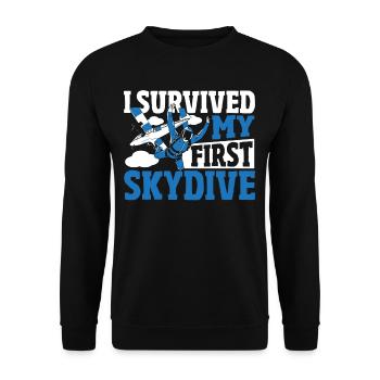 I Survived My First Skydive Skydiving Parachuting - Unisex Sweatshirt - black - Front - Alina (178cm) & Michal (187cm)