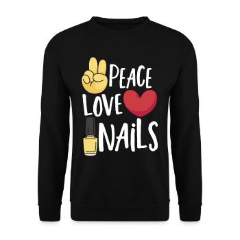 Peace Love Nails Nail Tech Nail Technicien - Sweat-shirt Unisexe - noir - Devant - Alina (178cm) & Michal (187cm)