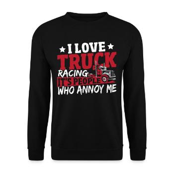 J’adore les courses de camions Ce sont les gens qui - Sweat-shirt Unisexe - noir - Devant - Alina (178cm) & Michal (187cm)