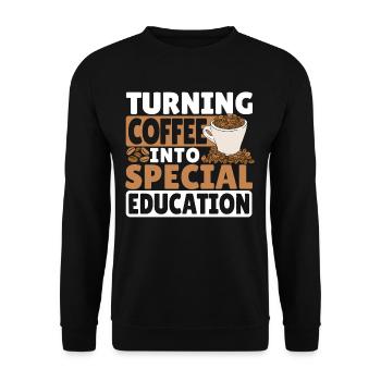 SPED Teacher Turning Coffee Into Special Education - Unisex Sweatshirt - black - Front - Alina (178cm) & Michal (187cm)