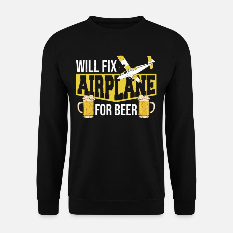 Wird Flugzeug für Bier reparieren - Unisex Pullover - Schwarz