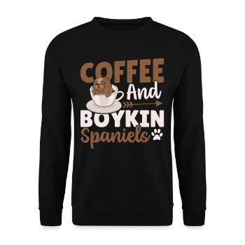 Café et Boykin Spaniels Boykin Spaniel - Sweat-shirt Unisexe - noir - Devant - Alina (178cm) & Michal (187cm)