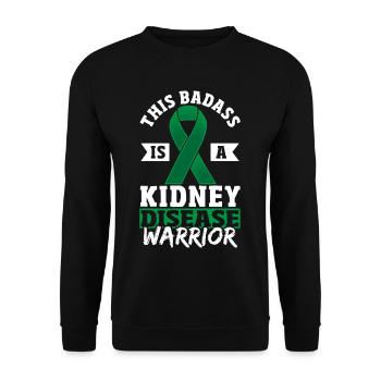 This Bad* Is A Kidney Disease Warrior Green Ribbon - Unisex Sweatshirt - black - Front - Alina (178cm) & Michal (187cm)