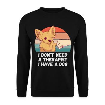Ich brauche keinen Therapeuten ich habe einen Hund - Unisex Pullover - Schwarz - Vorne - Alina (178cm) & Michal (187cm)