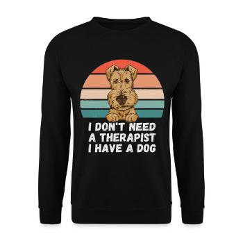 Ich brauche keinen Therapeuten ich habe einen Hund - Unisex Pullover - Schwarz - Vorne - Alina (178cm) & Michal (187cm)